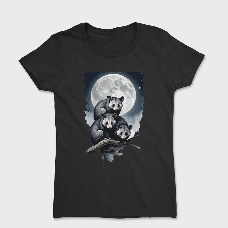 Moonlit Three Opossum, Tricou Femei