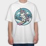 Skiing Unicorn Winter Scene Sky, Tricou Oversize Barbati (Unisex)