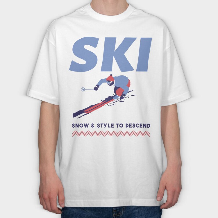 Ski Snow Style Winter, Tricou Oversize Barbati (Unisex)