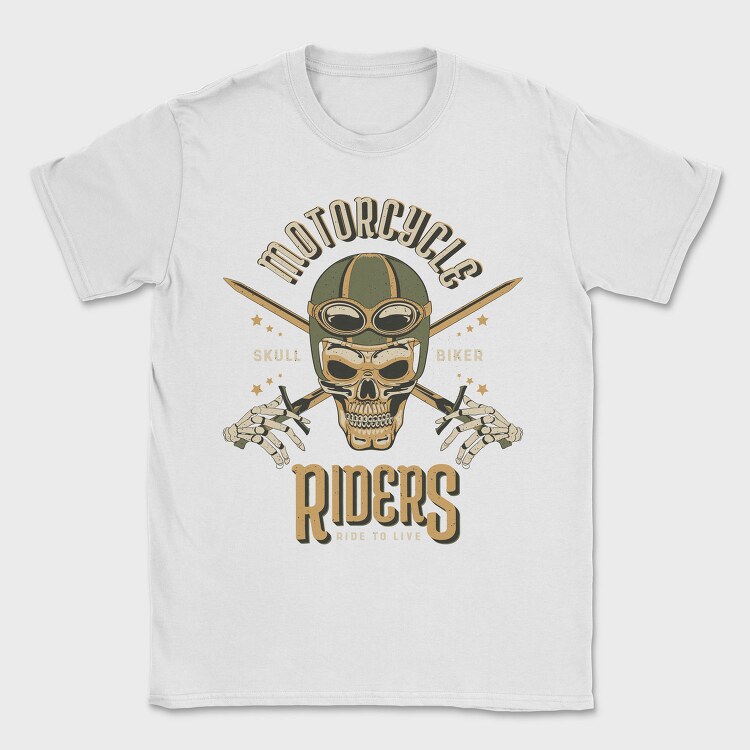 Skull Biker 04, Tricou Barbati (Unisex)