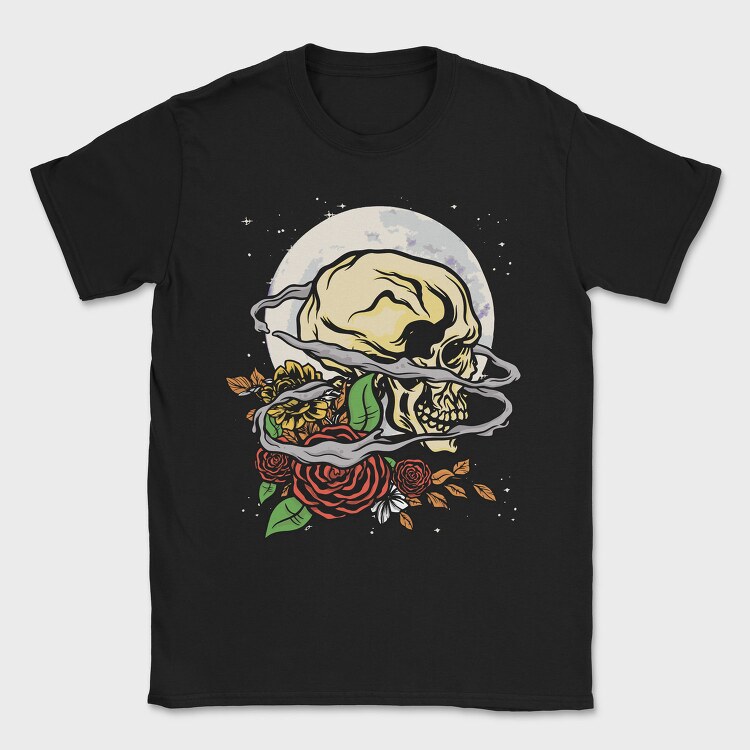 Skull And Roses, Tricou Barbati (Unisex)