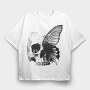Skull And Butterfly Hand Drawn Tote, Tricou Oversize Barbati (Unisex)