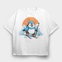Skiing Penguin Sky, Tricou Oversize Barbati (Unisex)