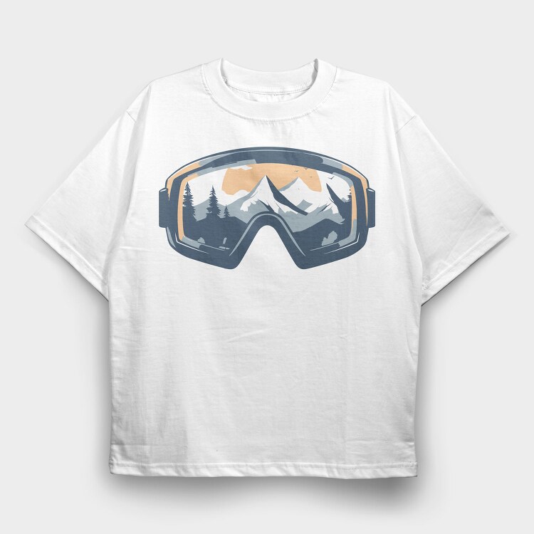 Skiing Goggles, Tricou Oversize Barbati (Unisex)