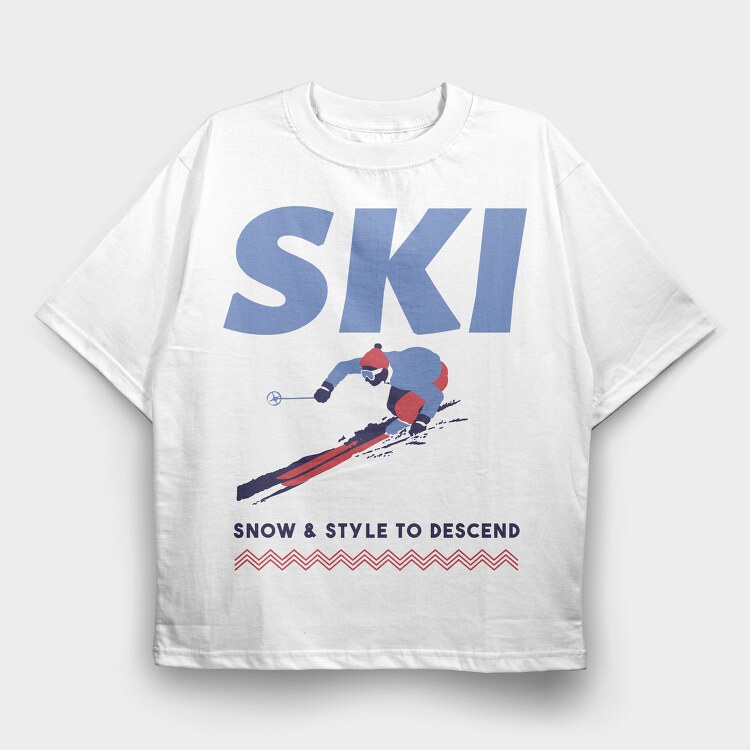 Ski Snow Style Winter, Tricou Oversize Barbati (Unisex)