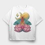 Moth Insect With Lunar Flowers, Tricou Oversize Barbati (Unisex)