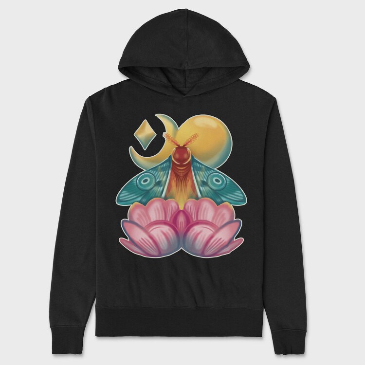 Moth Insect With Lunar Flowers, Hanorac Oversize Barbati (Unisex)