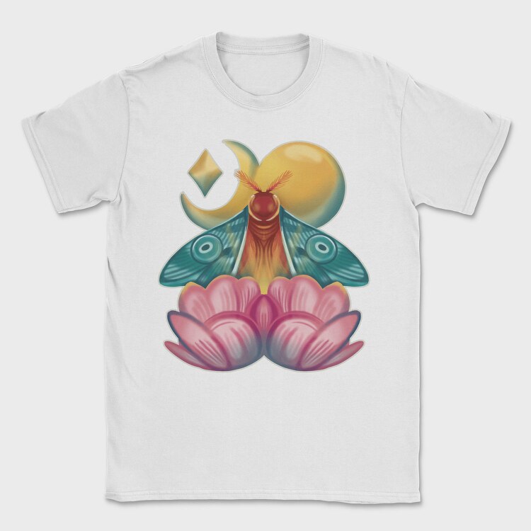 Moth Insect With Lunar Flowers, Tricou Barbati (Unisex)