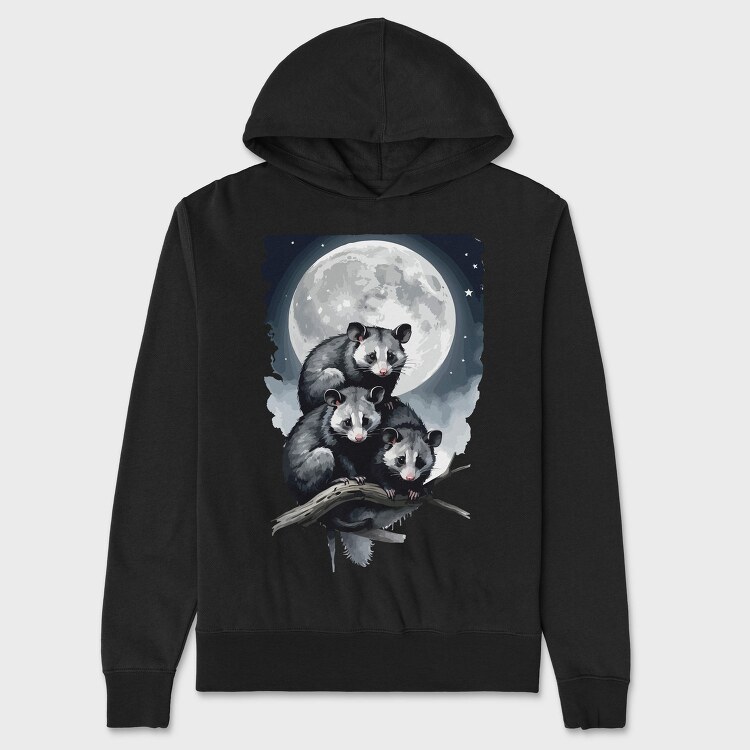 Moonlit Three Opossum, Hanorac Oversize Barbati (Unisex)