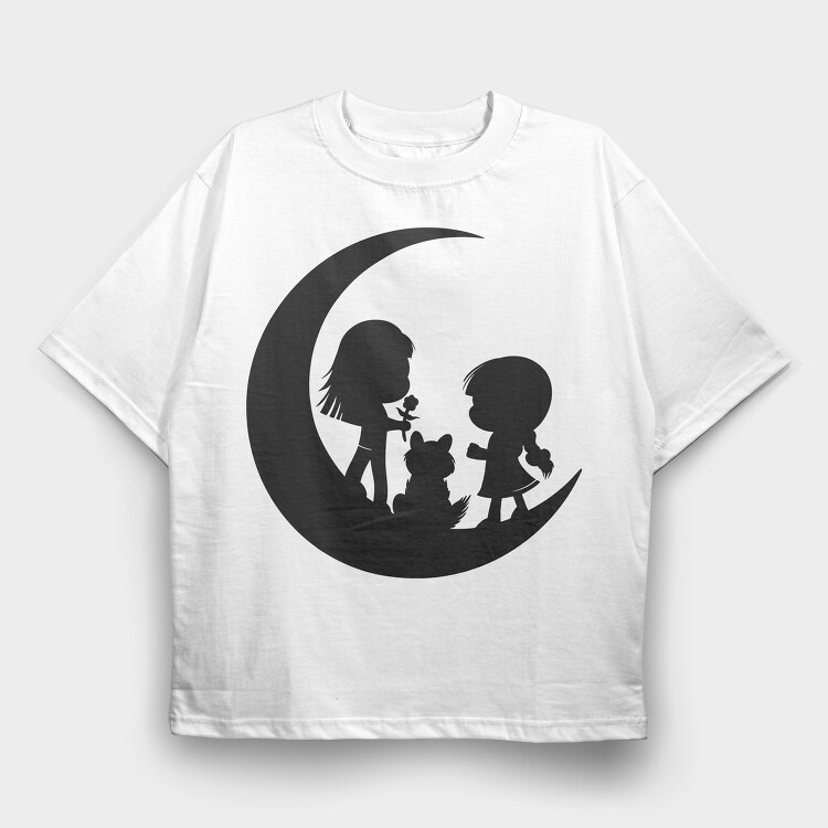 Moon Kids Silhouette In The Moon, Tricou Oversize Barbati (Unisex)