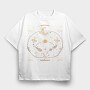 Moon Circle And Wildflowers Stars Sun Planets Tote 10, Tricou Oversize Barbati (Unisex)