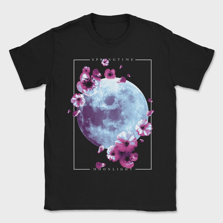 Moon And Flowers Japanese Spring, Tricou Barbati (Unisex)