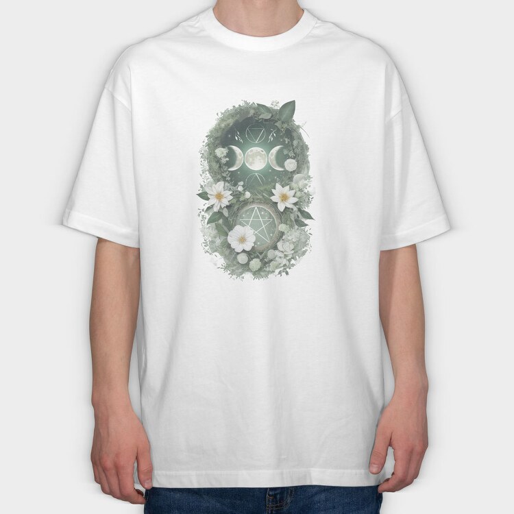 Moon And Flower Magic, Tricou Oversize Barbati (Unisex)