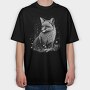 Monochrome Fox Snow Realistic, Tricou Oversize Barbati (Unisex)