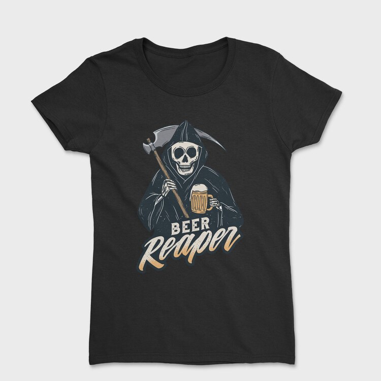 Grim Reaper Drinking Beer Skull, Tricou Femei