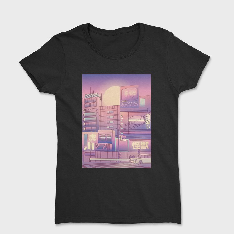 Monochromatic Vaporwave Japan City, Tricou Femei