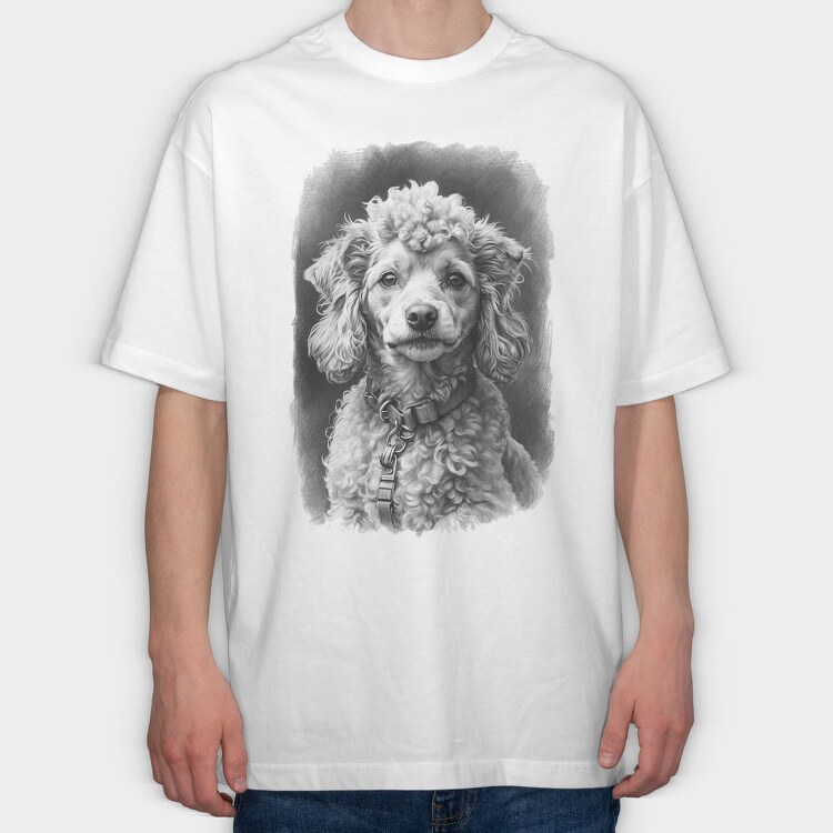 Miniature Poodle Portrait, Tricou Oversize Barbati (Unisex)