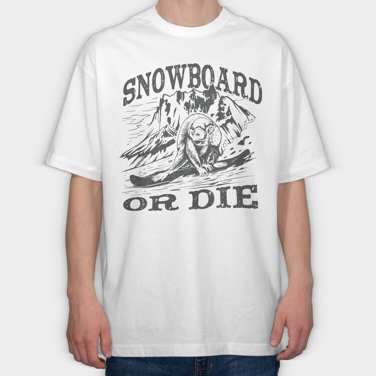 Monkey Snowboarding, Tricou Oversize Barbati (Unisex)