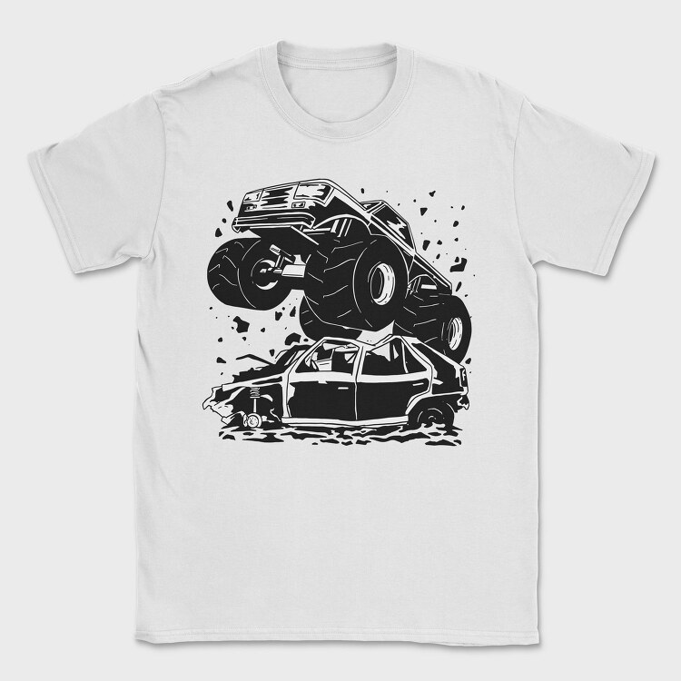 Monster Truck And Car, Tricou Barbati (Unisex)