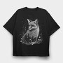 Monochrome Fox Snow Realistic, Tricou Oversize Barbati (Unisex)