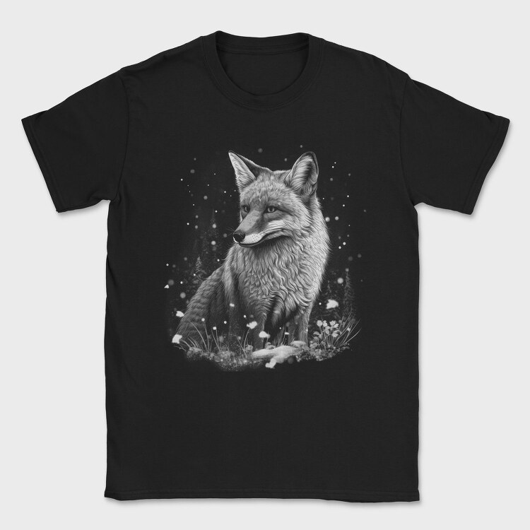 Monochrome Fox Snow Realistic, Tricou Barbati (Unisex)