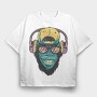 Monkey With Headphones, Tricou Oversize Barbati (Unisex)