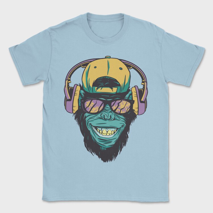 Monkey With Headphones, Tricou Barbati (Unisex)