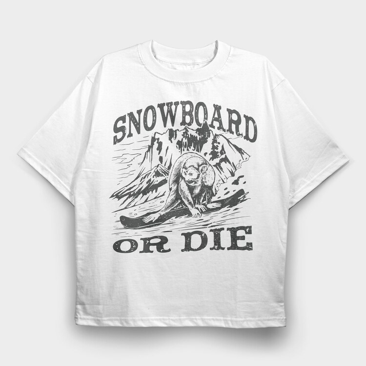 Monkey Snowboarding, Tricou Oversize Barbati (Unisex)