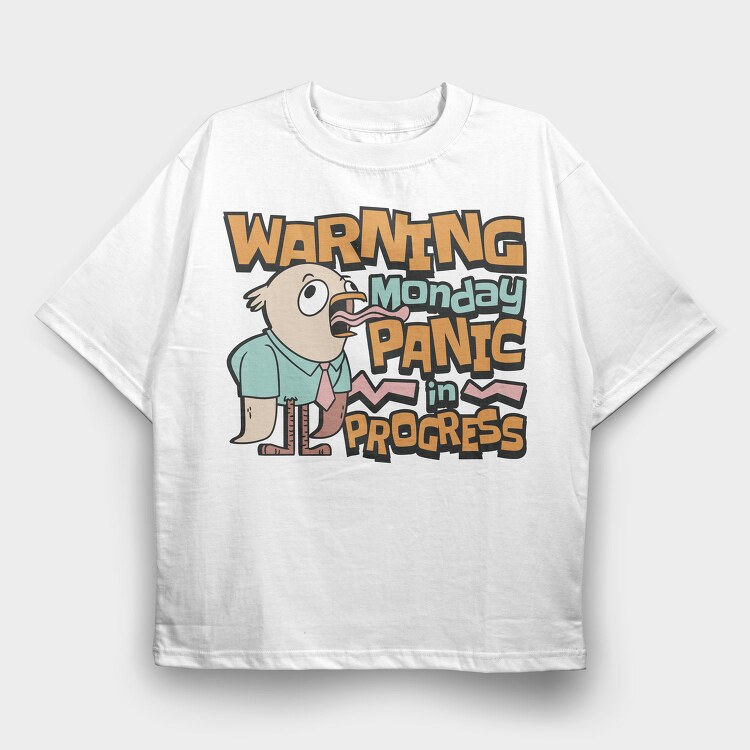 Monday Panic Humorous Chicken, Tricou Oversize Barbati (Unisex)