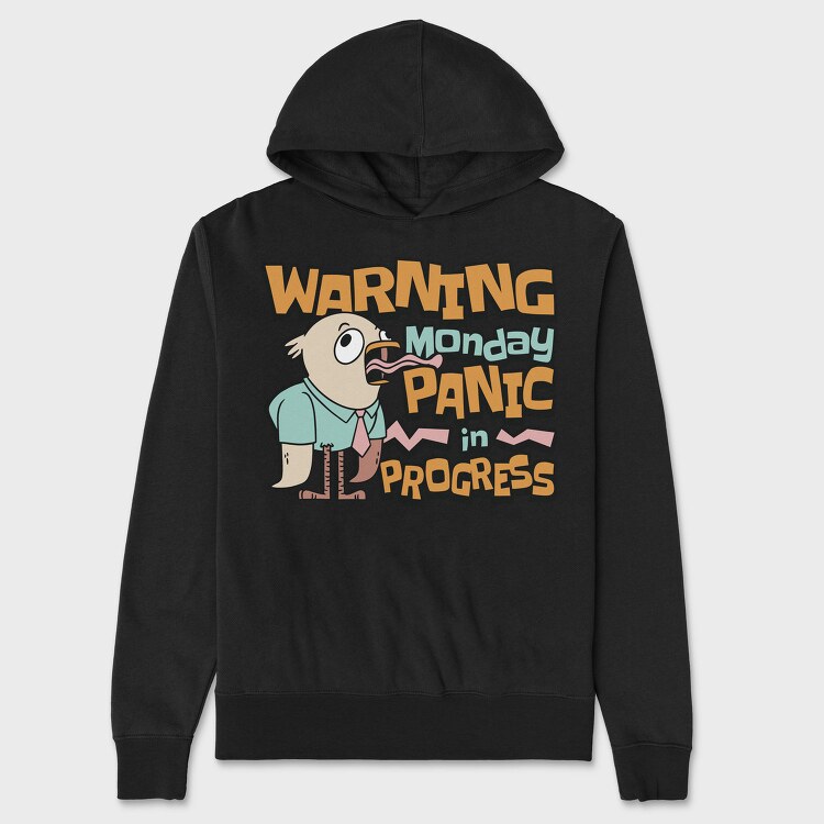 Monday Panic Humorous Chicken, Hanorac Oversize Barbati (Unisex)