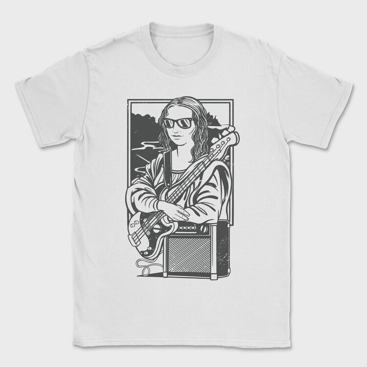 Mona Lisa Electric Guitar Rock, Tricou Barbati (Unisex)