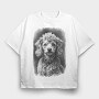 Miniature Poodle Portrait, Tricou Oversize Barbati (Unisex)
