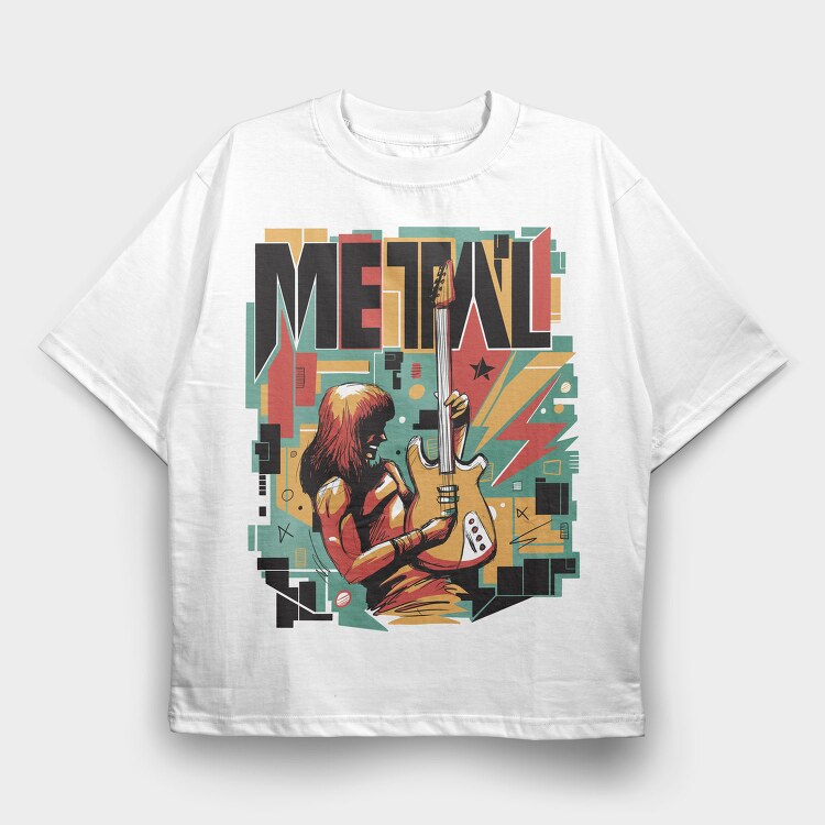 Metal Musician Abstract Music 05, Tricou Oversize Barbati (Unisex)