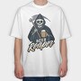 Grim Reaper Drinking Beer Skull, Tricou Oversize Barbati (Unisex)