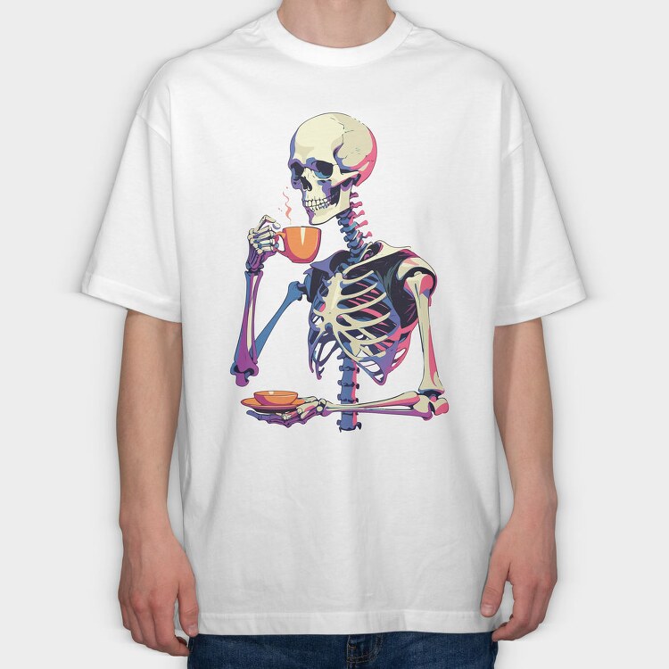 Skeleton Tea Coffee, Tricou Oversize Barbati (Unisex)