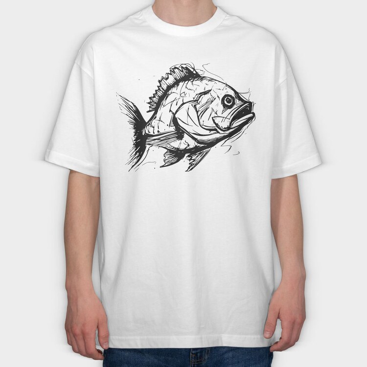 Sketch Of A Fish, Tricou Oversize Barbati (Unisex)