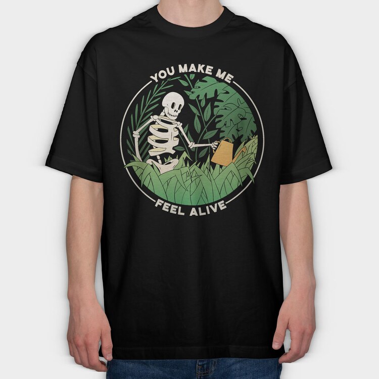 Skeleton Watering Plants Quote, Tricou Oversize Barbati (Unisex)