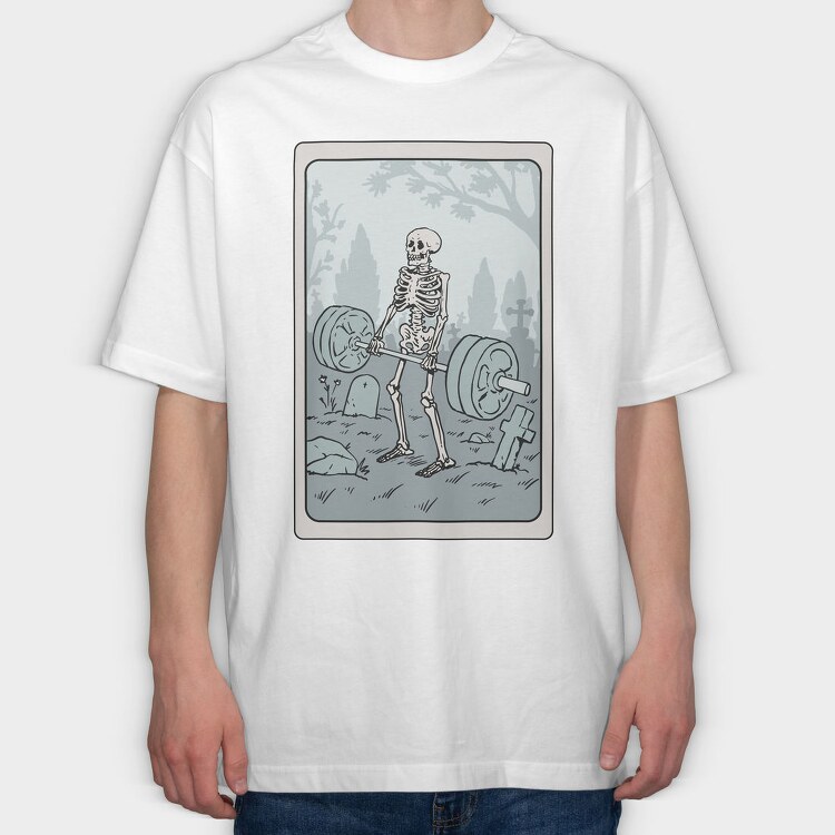 Skeleton Gym Deadlifting Humor, Tricou Oversize Barbati (Unisex)