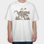 Skeleton Riding Mummy Dinosaur T Rex, Tricou Oversize Barbati (Unisex)