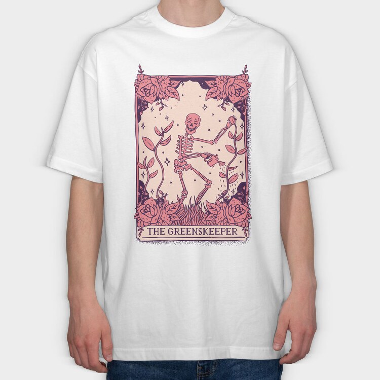 Skeleton Gardener Tarot Card Greenskeeper, Tricou Oversize Barbati (Unisex)