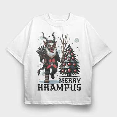 Merry Dark Krampus Cartoon, Tricou Oversize Barbati (Unisex)