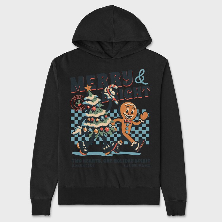 Merry And Bright Christmas, Hanorac Oversize Barbati (Unisex)