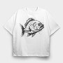 Sketch Of A Fish, Tricou Oversize Barbati (Unisex)