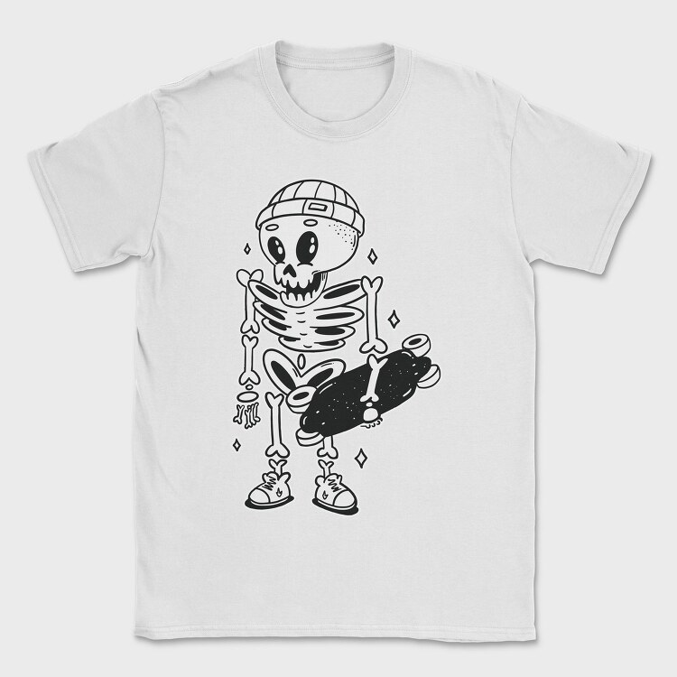 Skeleton With Skateboard Skate Skull, Tricou Barbati (Unisex)