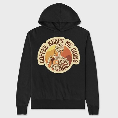 Skeleton With Coffee Retro Sunset, Hanorac Oversize Barbati (Unisex)