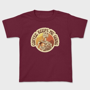 Skeleton With Coffee Retro Sunset, Tricou Copii