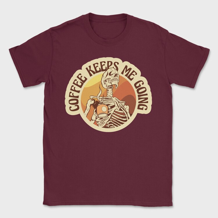 Skeleton With Coffee Retro Sunset, Tricou Barbati (Unisex)