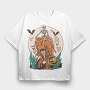 Skeleton Riding T Rex With Pumpkin, Tricou Oversize Barbati (Unisex)