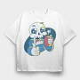 Skeleton Reaper Drinking Grim Coffee, Tricou Oversize Barbati (Unisex)