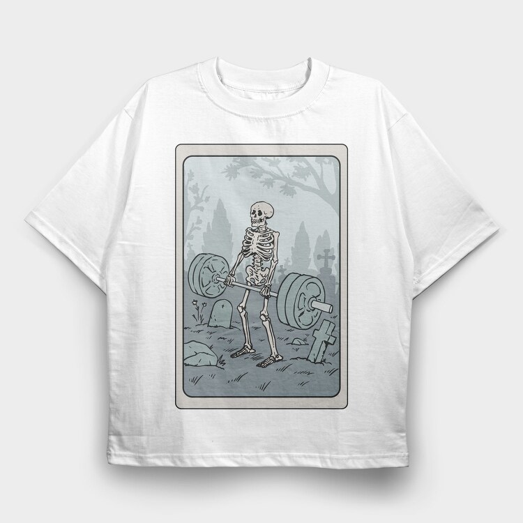 Skeleton Gym Deadlifting Humor, Tricou Oversize Barbati (Unisex)
